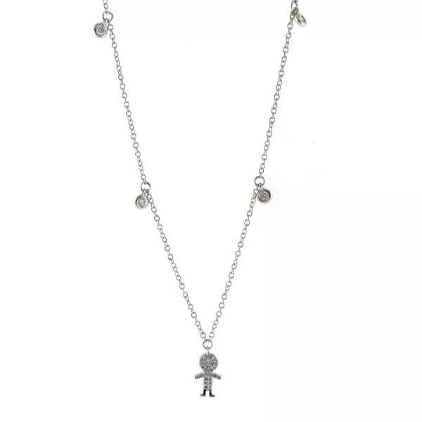 18ct white gold adjustable diamond figure necklace