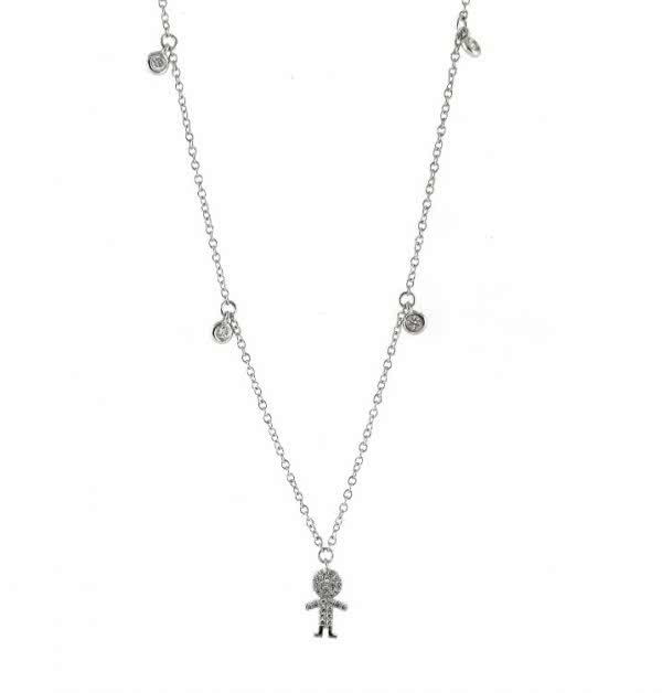 18ct white gold adjustable diamond figure necklace