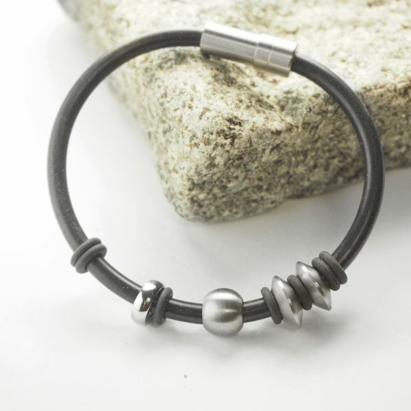 Stainless steel men's rubber bracelet