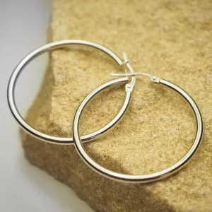 18ct white gold 30mm hoop earrings