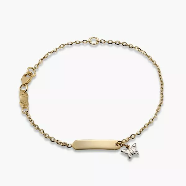 18ct yellow and white gold ID butterfly bracelet