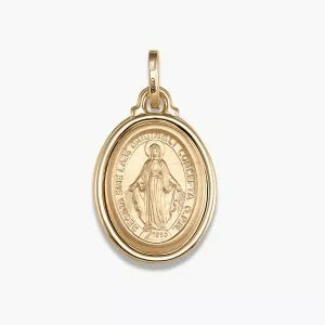 18ct yellow gold miraculous religious medal pendant 2.5cm