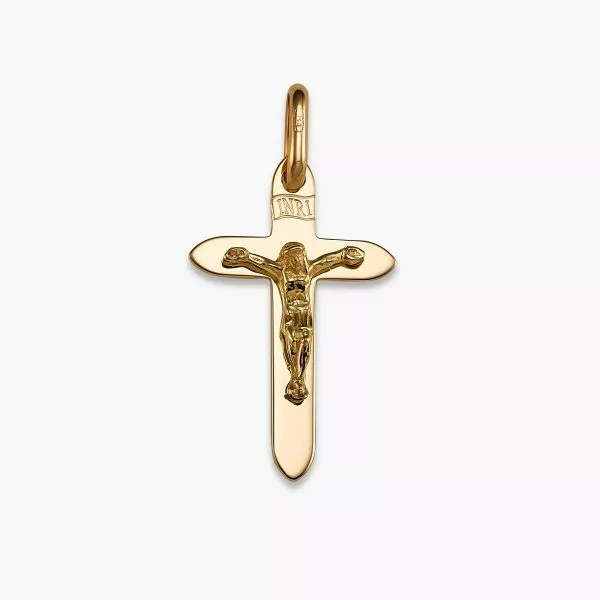 18ct yellow gold crucifix pendant 2.5cm