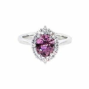 18ct white gold oval pink tourmaline and diamond ring