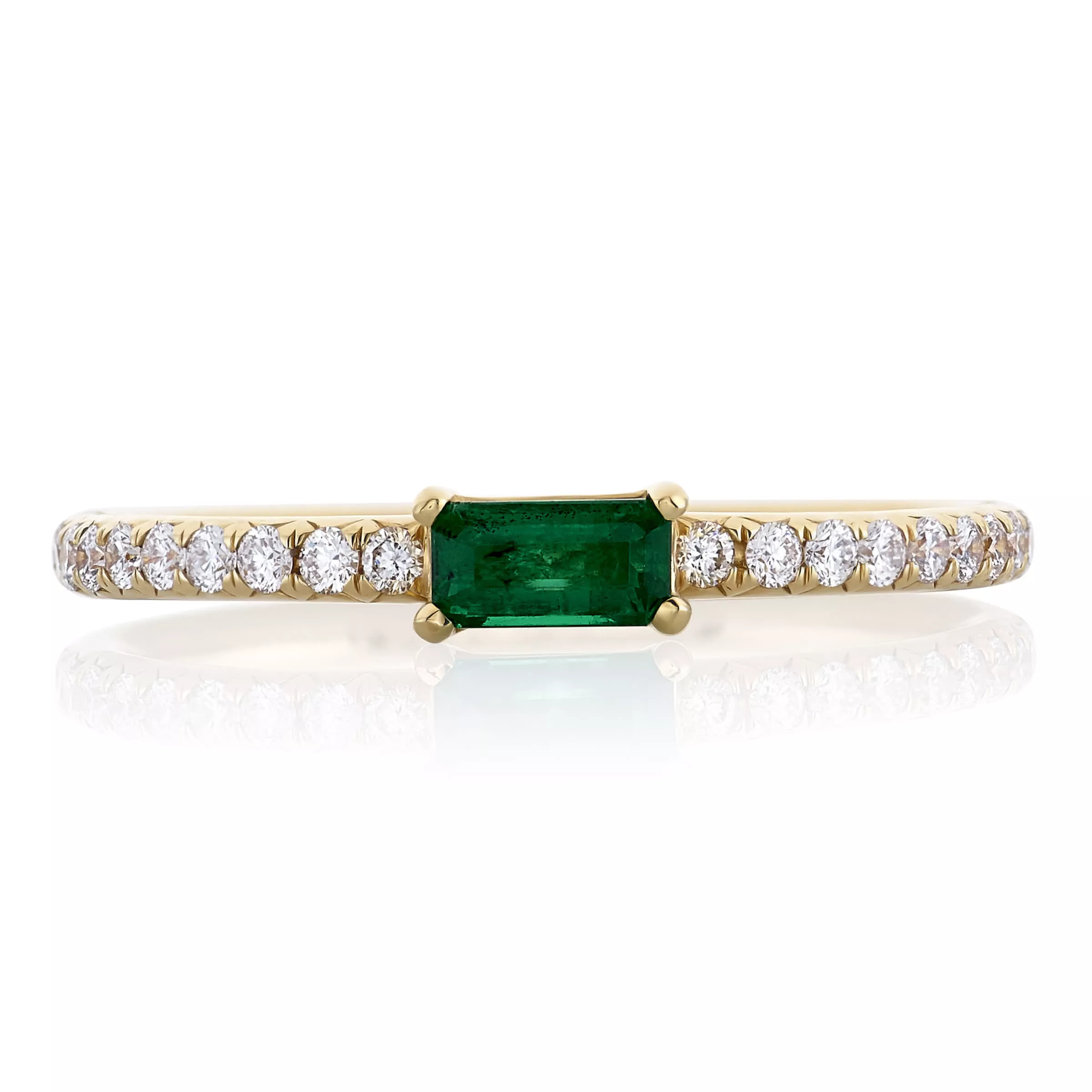 18ct Yellow Gold Baguette Emerald Diamond Ring Cerrone