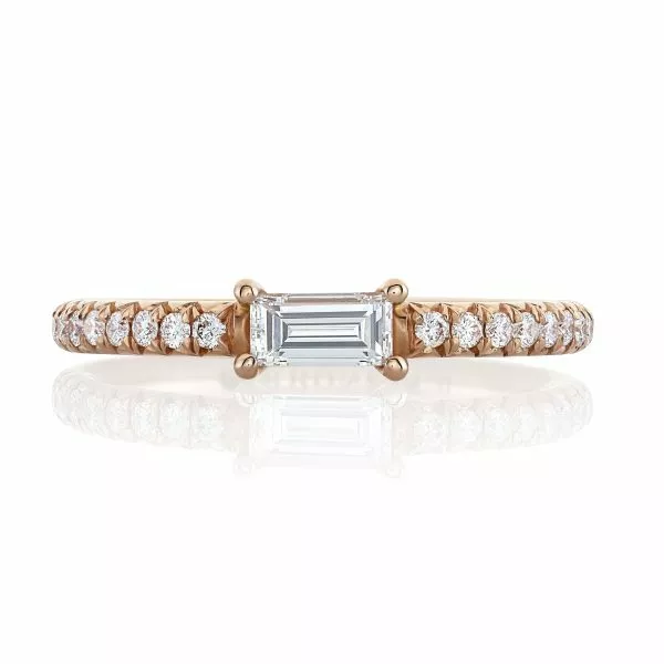 18ct rose gold Baguette diamond ring