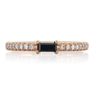 18ct rose gold baguette black diamond ring