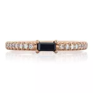 18ct rose gold baguette black diamond ring