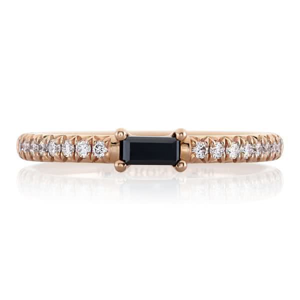 18ct rose gold baguette black diamond ring