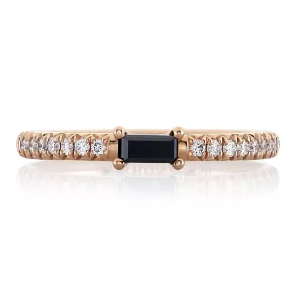 18ct rose gold baguette black diamond ring