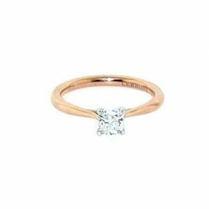18ct rose and white gold 0.50ct E SI1 cushion cut diamond solitaire ring