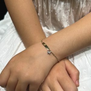 18ct yellow and white gold ID butterfly bracelet