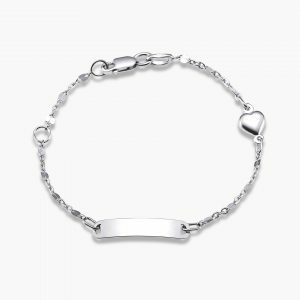 18ct white gold ID heart bracelet