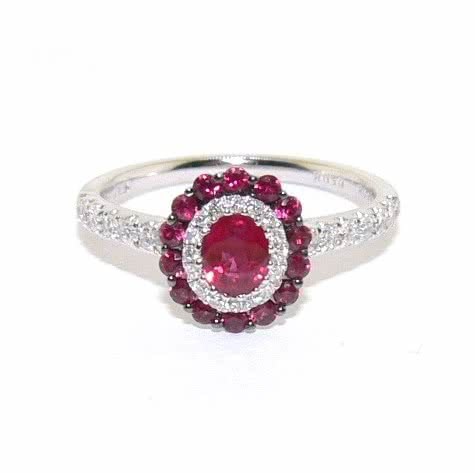 18ct white gold diamond and ruby ring