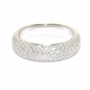 18ct white gold seven rows pave diamond ring