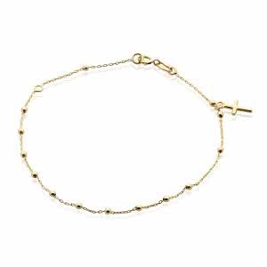 18ct yellow gold rosary beads bracelet with cross