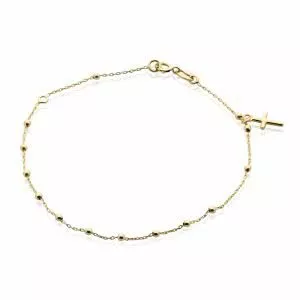 18ct yellow gold rosary beads bracelet with cross