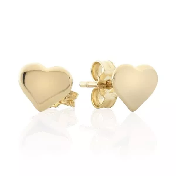 18ct yellow gold baby heart stud earrings