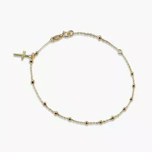 18ct yellow gold rosary beads bracelet with cross