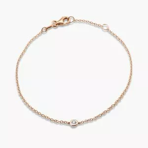 18ct rose gold diamond bezel bracelet