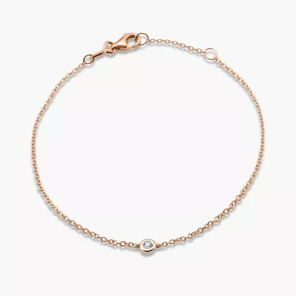 18ct rose gold diamond bezel bracelet