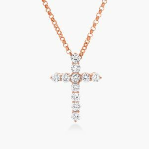 18ct rose gold diamond cross necklace