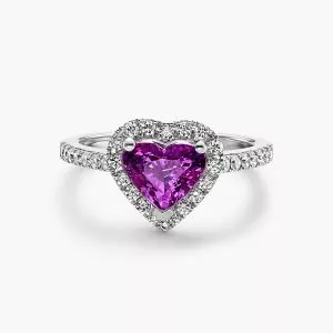 18ct White Gold 2.02ct heart pink sapphire and Diamond Ring