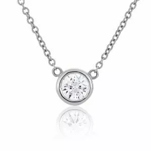 18ct white gold 0.23ct diamond bezel set necklace