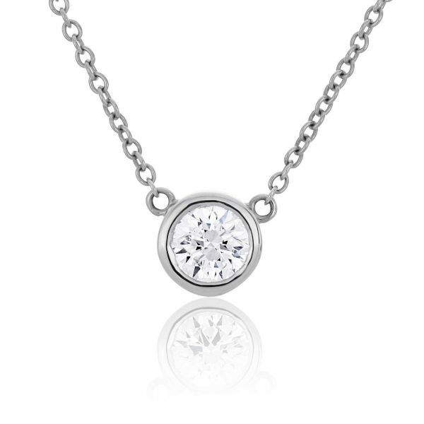 18ct white gold 0.23ct diamond bezel set necklace