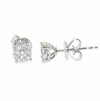 18ct white gold diamond claw cluster set earrings