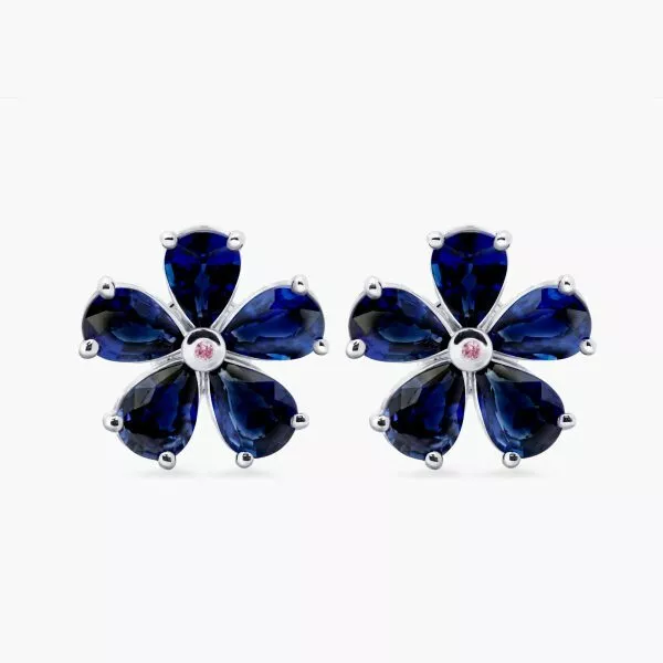 18ct white gold sapphire flower stud earrings