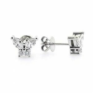 18ct white gold diamond butterfly stud earrings