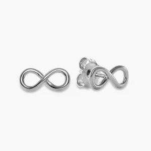 18ct white gold small infinity stud earrings