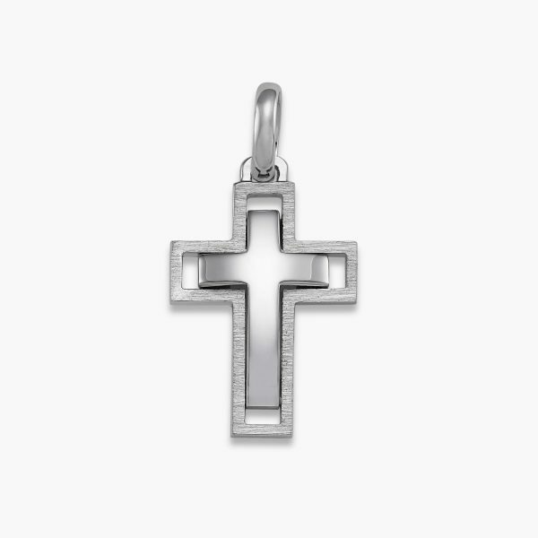 18ct white gold polished and matt finish cross