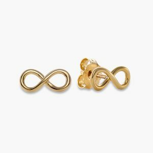 18ct yellow gold small infinity stud earrings