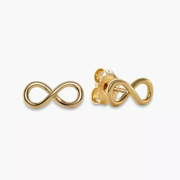 18ct yellow gold small infinity stud earrings