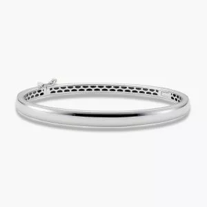 18ct white gold oval hollow hinged bangle