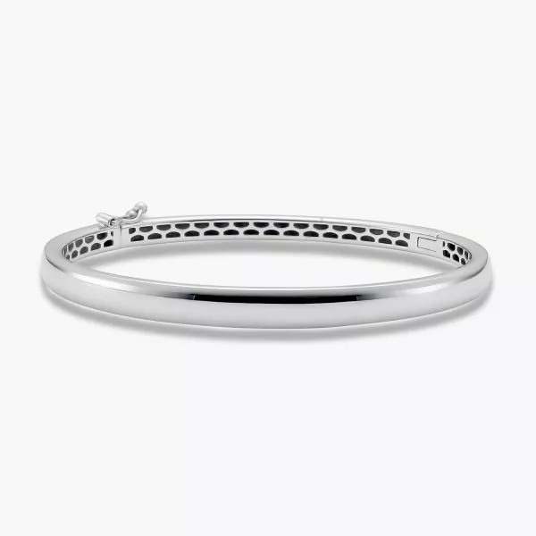 18ct white gold oval hollow hinged bangle