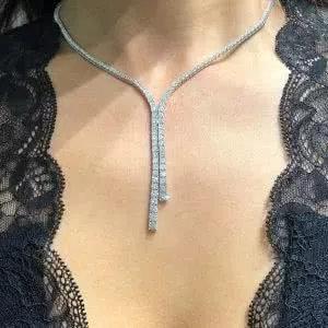 18ct white gold diamond drop necklace