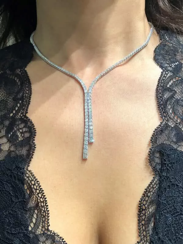 18ct white gold diamond drop necklace