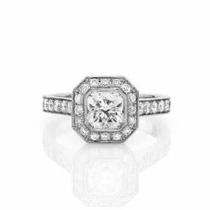 18ct White Gold Bezel Set Square Radiant Cut Diamond Ring