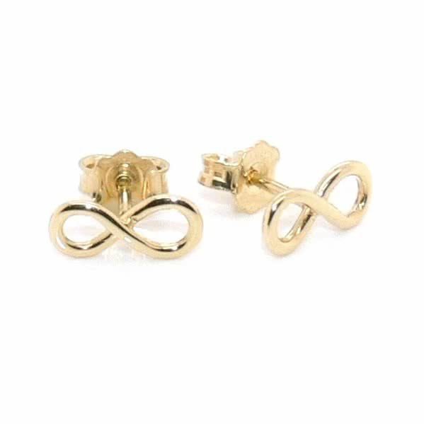 18ct yellow gold small infinity stud earrings
