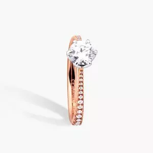 18ct rose and white gold round brilliant cut diamond ring