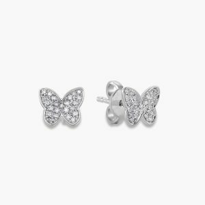 18ct white gold diamond butterfly earrings