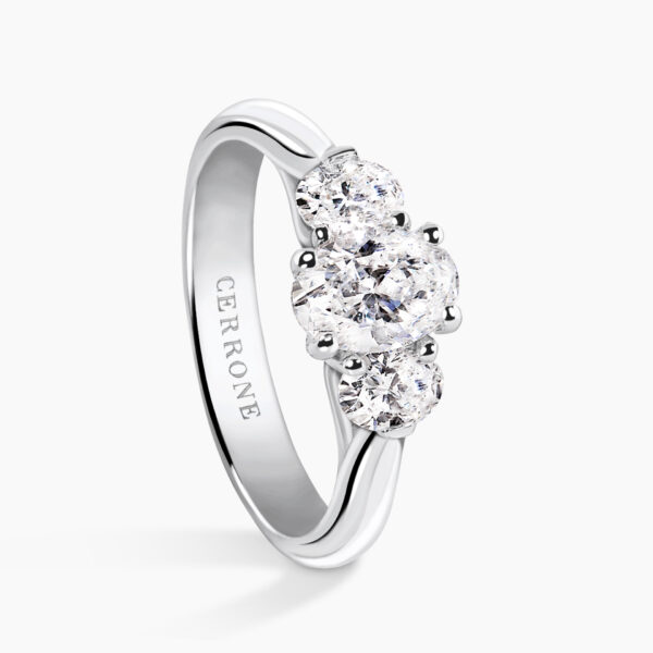 18ct white gold Oval cut three stone GIA diamond ring - Image 2