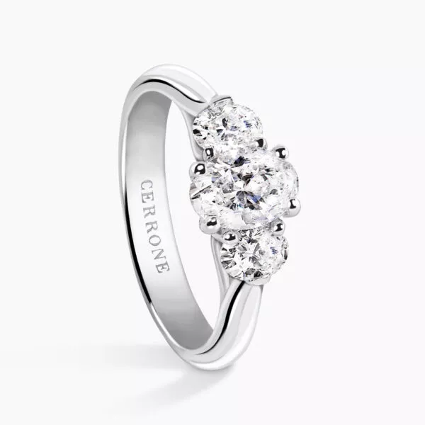 18ct white gold Oval cut three stone GIA diamond ring - Image 2