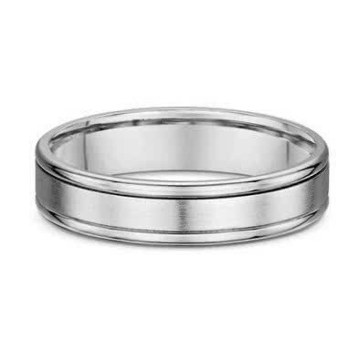 18ct white gold mens ring with satin finish center & polished rails