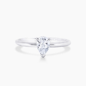 18ct white gold 0.50ct F SI1 pear shape diamond solitaire ring
