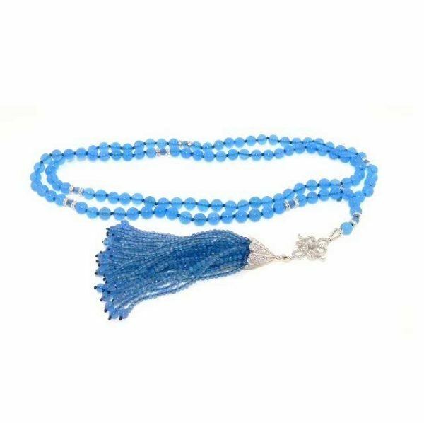 Blue Agate Tassel Necklace