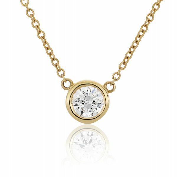 18ct Yellow and White Gold Bezel set Diamond Necklace